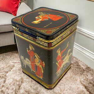 Vintage Tin MacFarlane Lang Biscuits Scotland Asian Black Gold Red Collectible